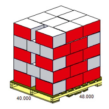 Interlocked pallet pattern with alternating layers