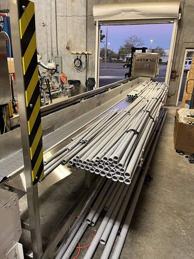 Bundles of stainless tubing in the shop
